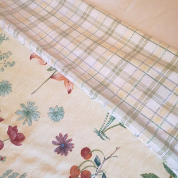 Waverly Second Spring Queen Duvet Cover Pale Yellow Floral Botanical Green Check - Picture 13 of 13